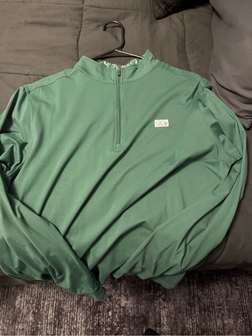 Men's Green Half-Zip Performance Sweater